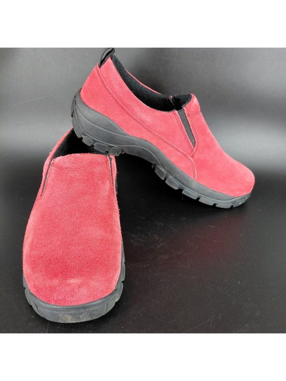 Lands' End Clogs Shoes Womens Size 8 Red Suede Slip On Walking Comfort Mocs